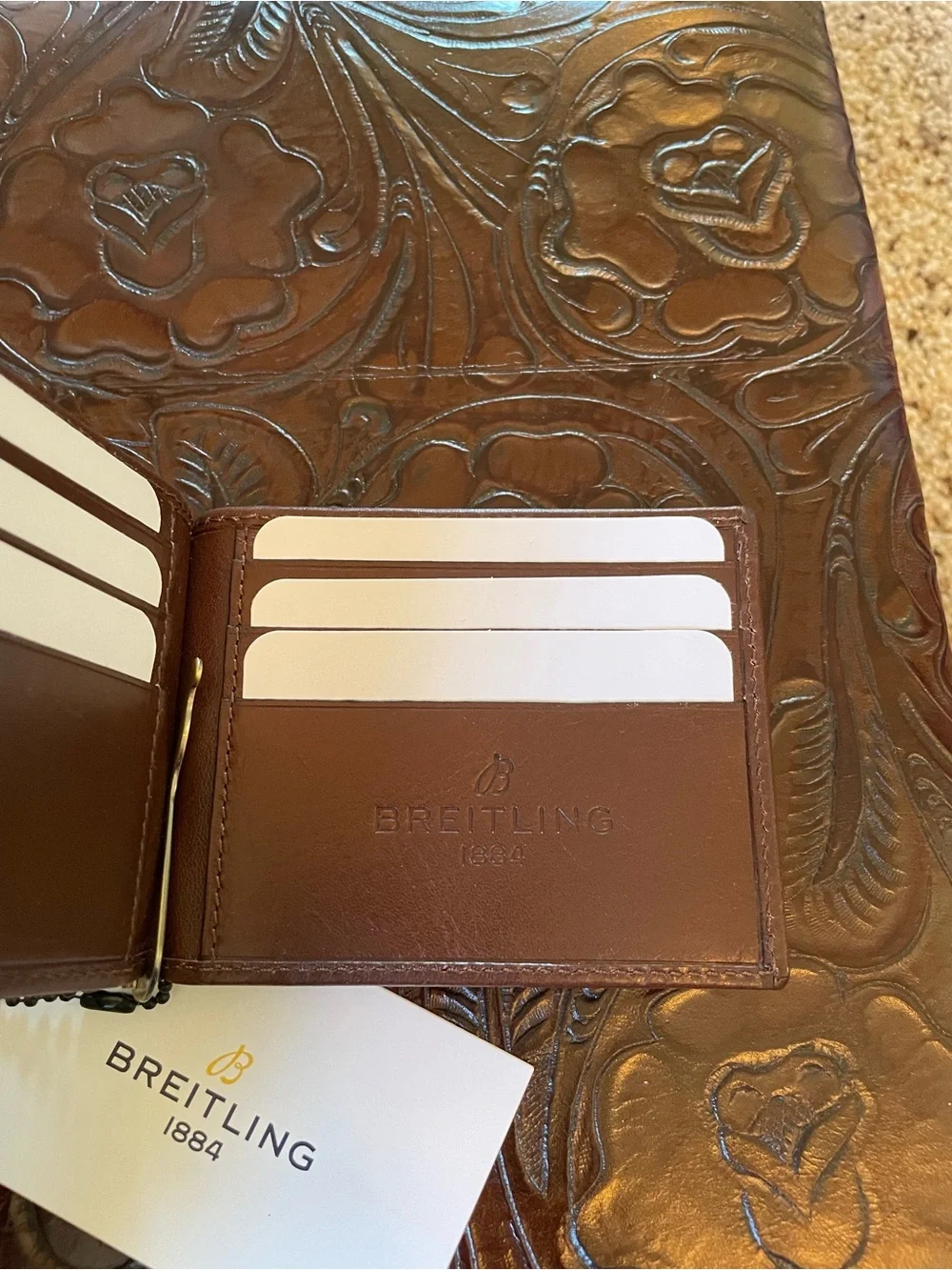Breitling Brown Leather Bifold Wallet